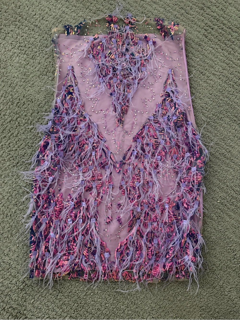 Alglist Feather & Sequin Mini Dress